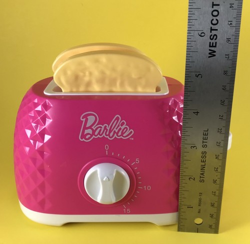 KIDS SIZE PLAY KITCHEN ACCESSORY PRETEND BARBIE PINK TOY TOASTER FOOD LOT WORKS - Picture 9 of 10