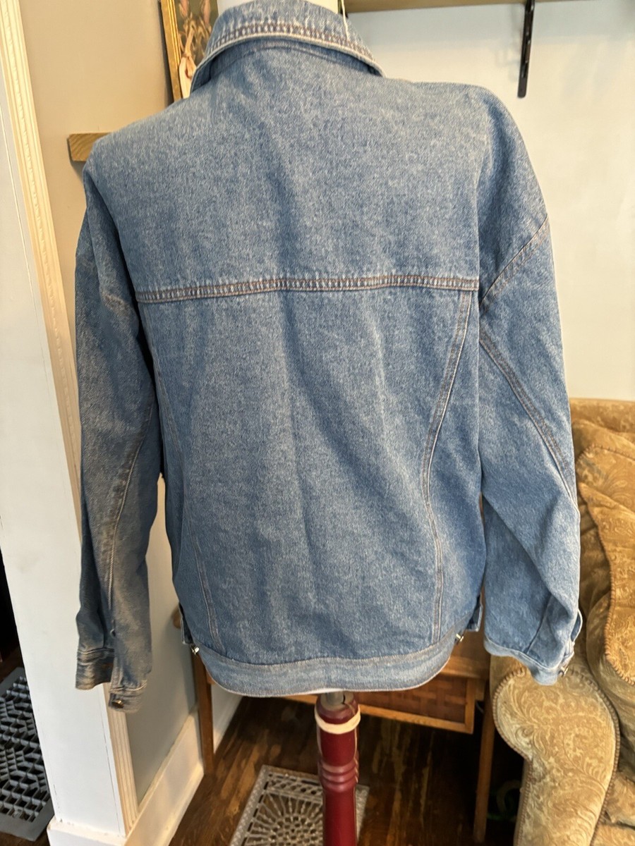 vtg 80s together floral sweater denim jean jacket M Womens