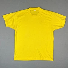 VTG Blank Yellow T Shirt Fits Medium 1980s Thin Cotton Blend Screen Stars USA