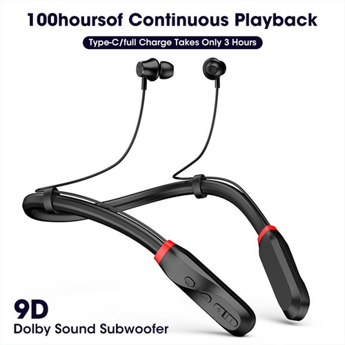 Wireless Bluetooth 5.1 Neckband Headphones Mic Headset Stereo Earbuds Earphone-