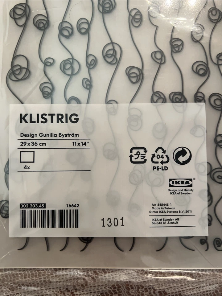 4 peças IKEA placemat Klistrig abstrato por Gunilla Bystrom artista sueco /conjunto de 4 - Imagem 2 de 3