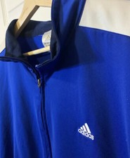 VINTAGE Adidas Mens Sz XL Full Zip Track Jacket Blue White Hip Hop 90s