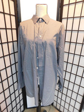 Stafford Mens Long Sleeve Button Up Gray Easy Care Broadcloth L