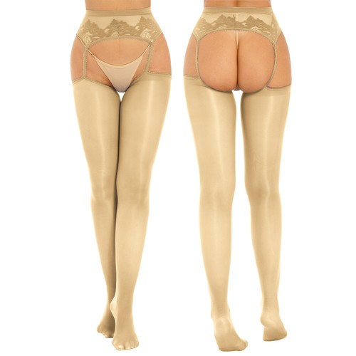 Damen Strumpfhose Cutout Schritt Blumen Spitze Stylisch Einteiler Strumpfband Strümpfe - Bild 48 von 84