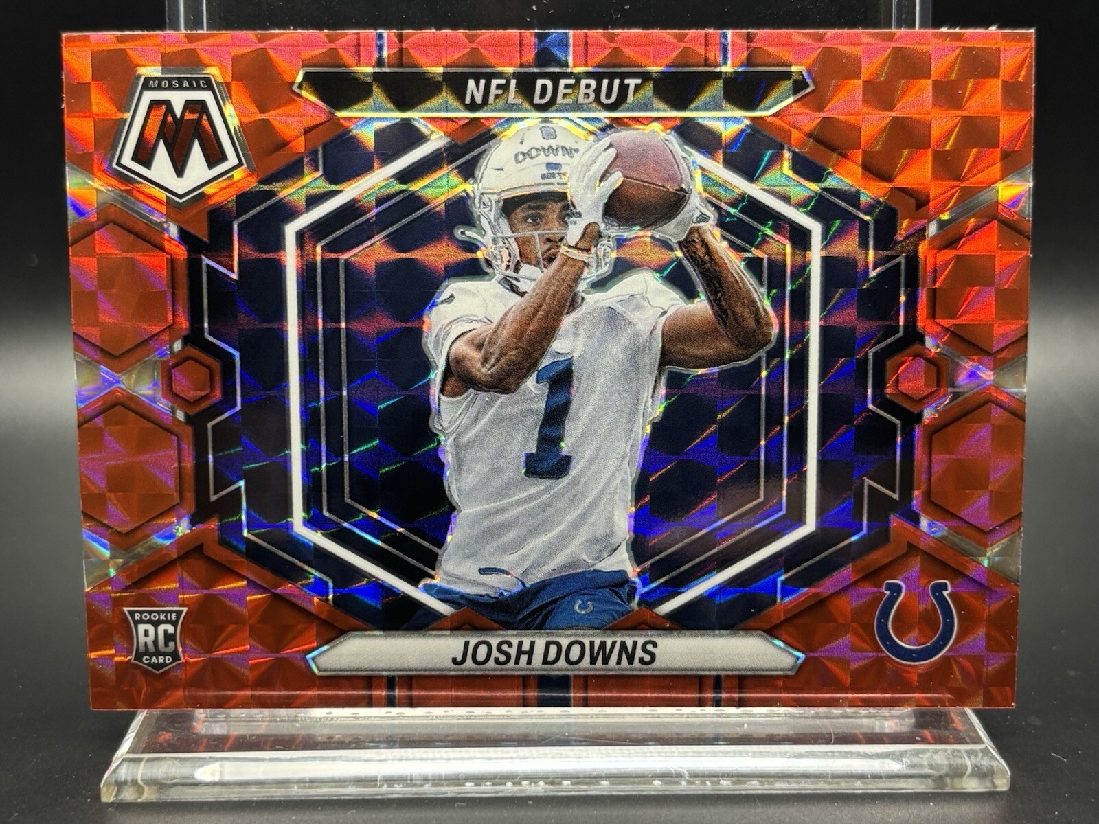 2023 Panini Mosaic - Josh Downs Red Mosaic NFL Debut Rookie Card No. ND-15