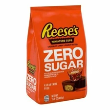 REESE'S Zero Sugar Mini Chocolate Peanut Butter Candy, 15.5oz Bag