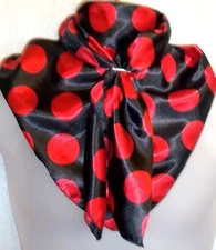Wild Rag Scarf Cowboy Western Buckaroo Cowgirl Scarves silky red back polka 36"