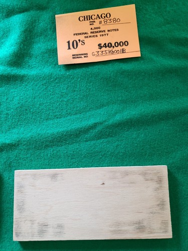 VINTAGE VHTF FEDERAL RESERVE WOOD BLOCK CHICAGO 1977 10's #8380 - Picture 2 of 2
