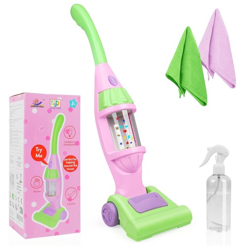 Kids Pink Vacuum Cleaner with Light & Realistic Sounds - Pretend Role Play Ho...