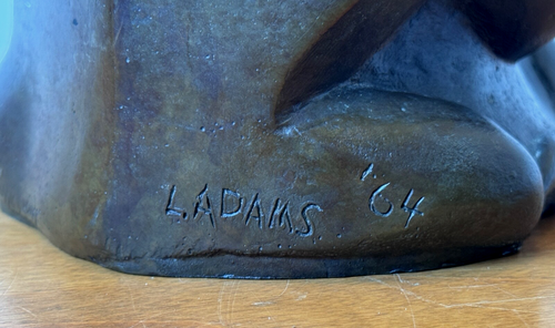 1964 Adams Studio Bronze Cat Tiger Table Sculpture Statue Vtg Mcm Art Signed Old - Picture 17 of 18