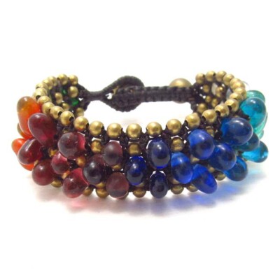 Rainbow Glass Bubbles Embedded Cotton Rope Bracelet