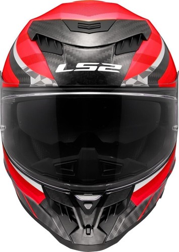 Motorrad Helm LS2 FF807 Dragon Carbon Trax rot Gr. XL inkl. dunklem Visier - Bild 3 von 4