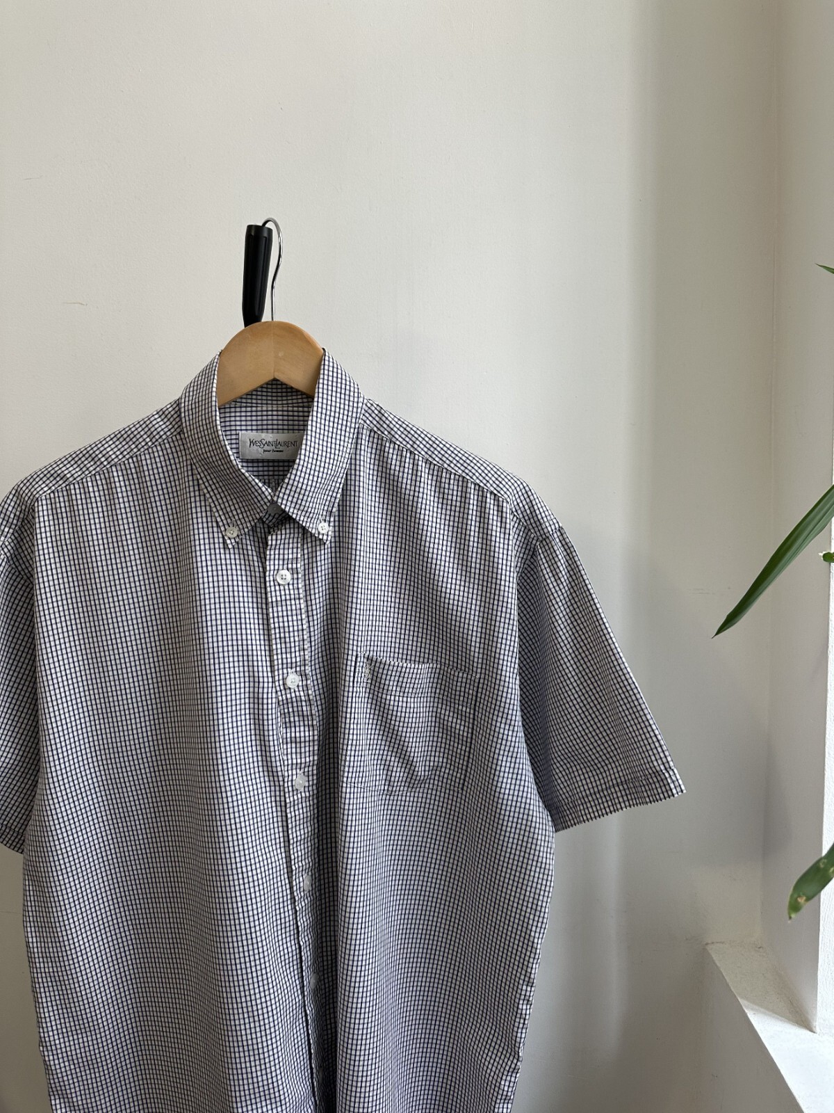 Camicia Yves Saint Laurent vintage a quadri manica corta