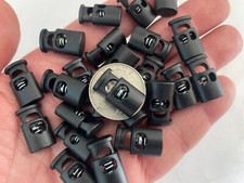 Black Plastic Cord Lock Stopper Toggle Spring Drawstring Paracord 1 -2Hole CL3