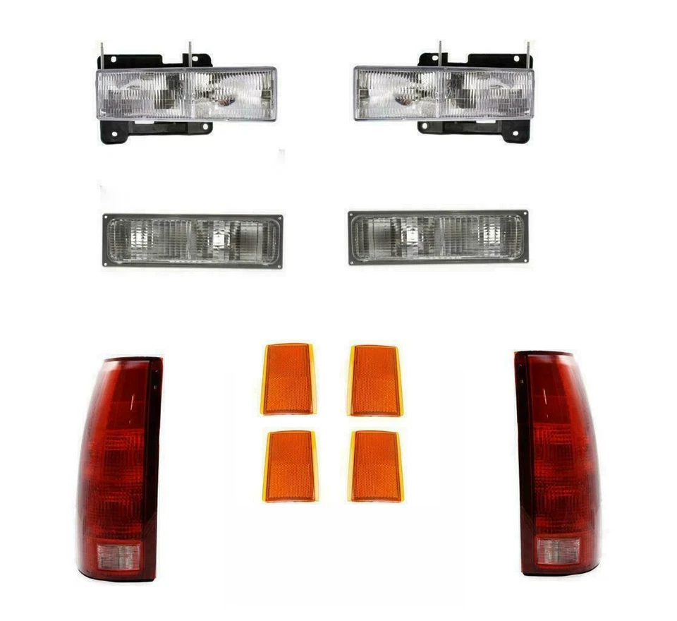 For 1988 - 93 Chevrolet C1500 Truck Headlight Signal Side Marker & Taillamp 10Pc Foto 3 de 4