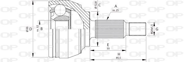 Cardan pour Renault Clio 3 et Clio 2 1.5 dCi - Joint de transmission Modus 1.2