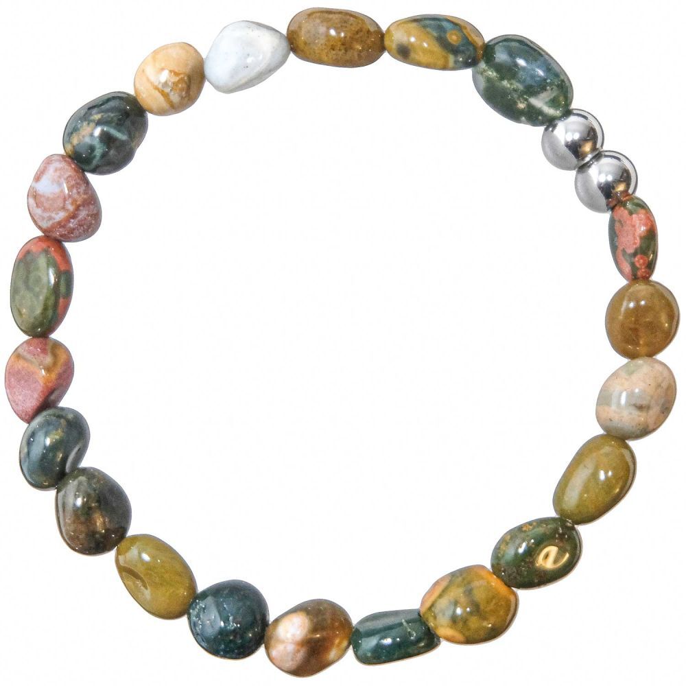 Bracelet en jaspe océan perles roulées 5 à 8 mm pour retrouver calme et sérénité durable