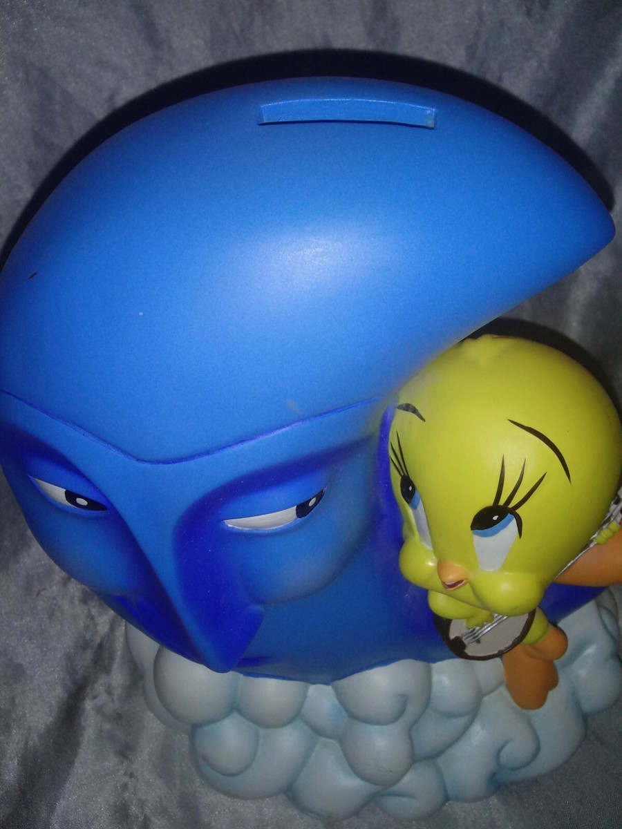 2000 WB LOONEY TUNES BLUE MOON TWEETY BIRD w/BANJO COIN BANK