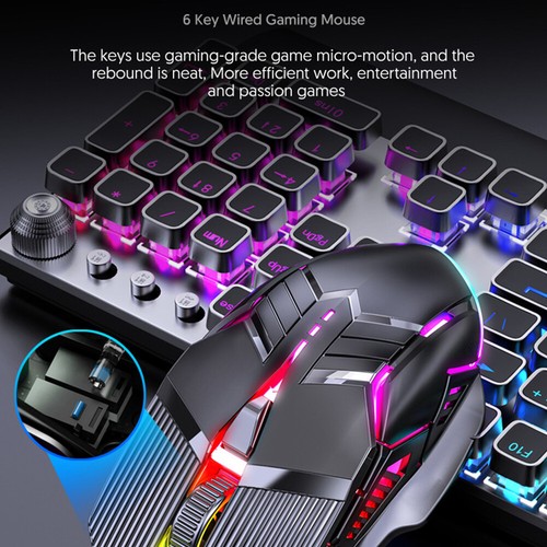 Wired Gaming Mouse USB Mouse Ergonomic Gaming RGB Mause 6 Button LED Silent Mice - Picture 2 of 26
