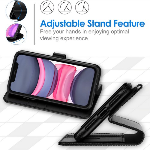 For iPhone 16 15 14 13 12 11 XR Pro Max Plus Leather Flip Wallet Case Card Cover - Picture 3 of 22