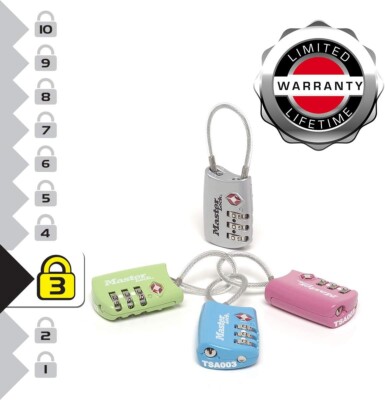Master Lock 4688EURD TSA Zahlenschloss Koffer Zufällige Farbe, 8,2 x 3 x 1,4 cm
