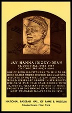 Jay Hanna Dizzy Dean 1964 Baseball Hall of Fame Postcard Curteichcolor GREEN Ink