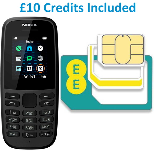 Nokia 105 Dual Sim Brand New Black Unlocked 4th Edition + £10 EE Top-Up - Picture 2 of 7