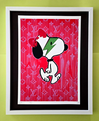 【DEATH NYC】Snoopy＆Wood Stock Death NYC Large Framed 16x20in Pop Art Original COA Snoopy