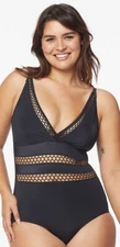 NEW Orig$139 Ruby Ribbon BLACK St Tropez One Piece Swim Bathing Suit 12/14 NWT