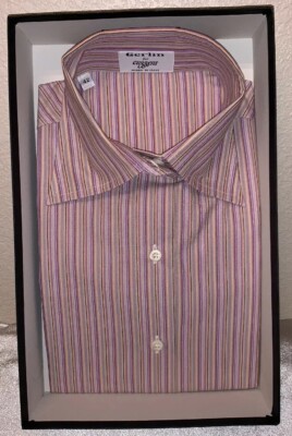 NEW GERLIN ITALIAN Office SHIRT NWOT $395 Women s Sz S Purple Pink Stripe Blouse