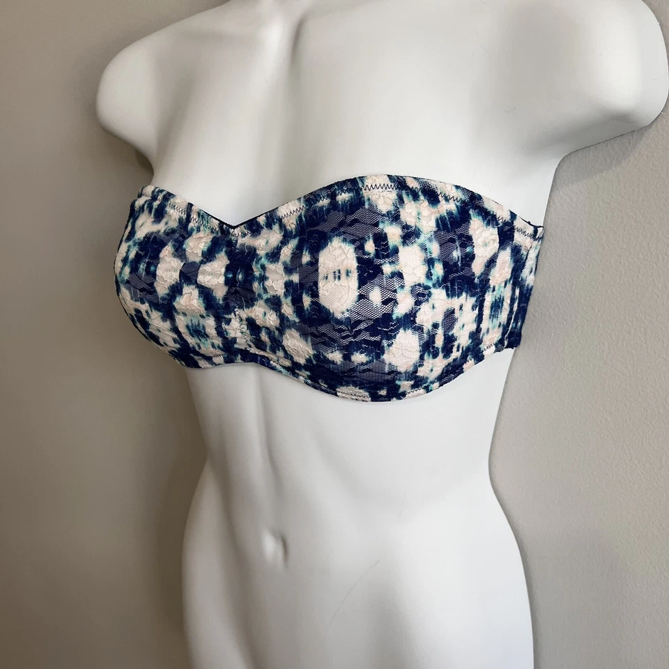 Sujetador bandeau de encaje azul talla S rosa Victoria's Secret para mujer Foto 4 de 4