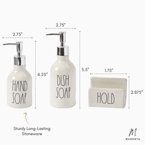 Rae Dunn Kitchensink Soap Dispenser Set Hand Soap And Dish Soap Dispenser For Ki - Picture 2 of 6