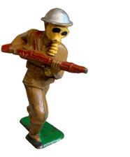 Superb Antique Leaded Figure Figurine Gas Mask Macabre Apocalyptic Curiosity