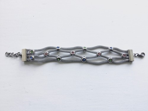Liz Oliver Silver Plated Multi Gemstone Woven Bracelet BNIB - Picture 2 of 5