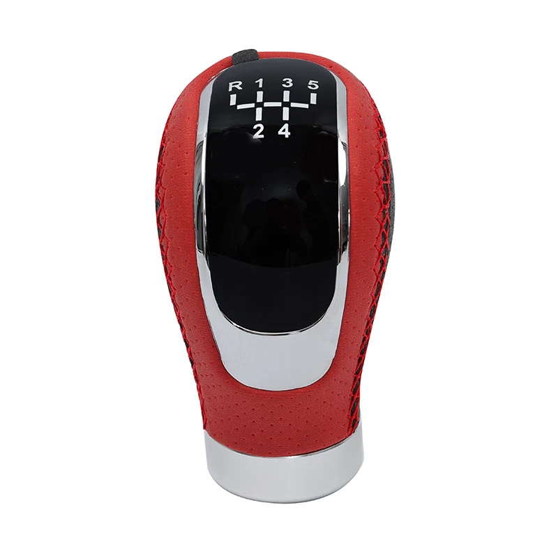 Palanca de cambios universal de cuero negro rojo de 5/6 velocidades manual MT Foto 2 de 4