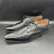 Stacy Adams Gennaro Wingtip Black Ostrich Print Leather 10.5 W