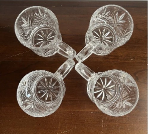 CRISTAL D'ARQUES-DURAND Mallory Pattern Glass Coffee Mugs Cups Set of 4 - Picture 9 of 10