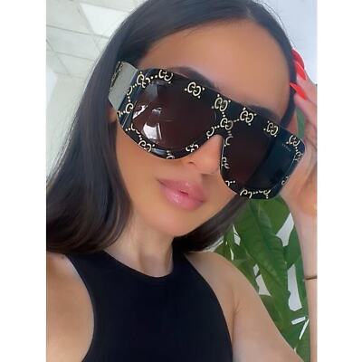 Gucci GG0983S 004 Black Gold Grey Lens Soft Square Oversize