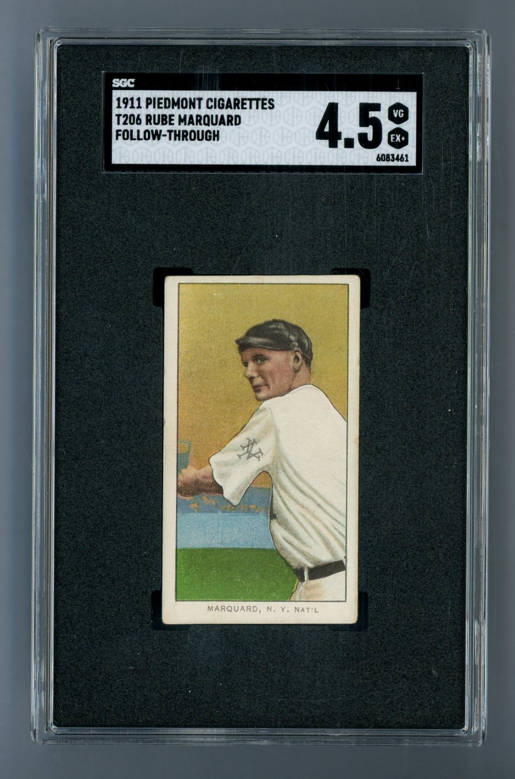 1909-1911 T206 White Border Rube Marquard, Follow Thru (P) SGC 4.5 VG/EX+ #83461