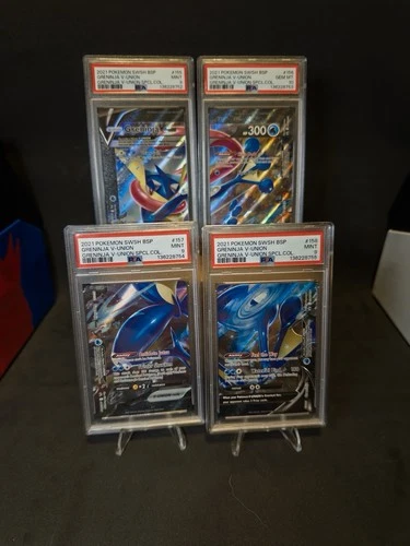 Greninja V Union Set 4 Card SWSH155-58 Black Star PSA 9, 10, 9, 9 Sequential