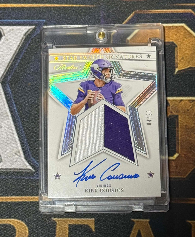 Panini 2023 Flawless Kirk Cousins Star Swatch Signatures Auto MEM Silver /20