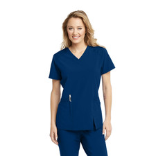 BARCO ONE WELLNESS WOMENS V-NECK SCRUB TOP IN NAVY BLUE ALL SIZES BWT012 NWT