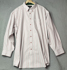 Paul Fredrick Shirt Men  s 20 X 36 Non Iron Cotton Striped Red Green Long Sleeve