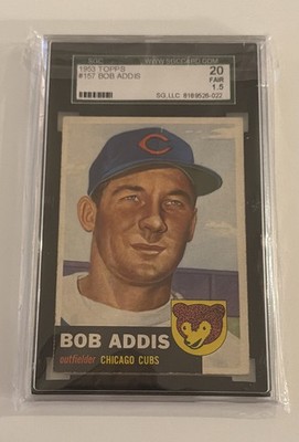 1953 Topps #157 Bob Addis Chicago Cubs SGC 1.5 (20) Fair