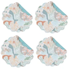 Dancing Waters Mermaids Round Reversible Placemats Kitchen Dining Set of 4