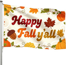Fall Flag 3X5 Ft Thanksgiving Flag Happy Fall Y'All Banner Double Printed Harves