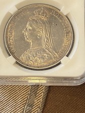 Queen Victoria 1889 Jubilee Head Crown, S3921, Graded AU-58 / EF