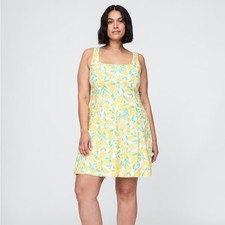 NWT GAP Linen-Blend Mini Dress in "Spring Lemon Print" Size Large