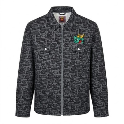 NEW Killer Acid California Skateboard Shacket Black Toad Print Zip Jacket XL Top