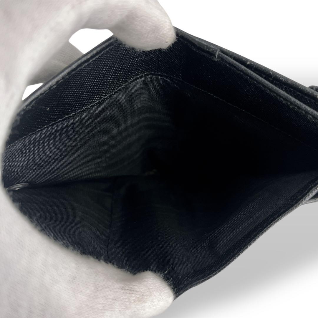 PRADA Compact Wallet Saffiano Triangular Logo Bla… - image 16